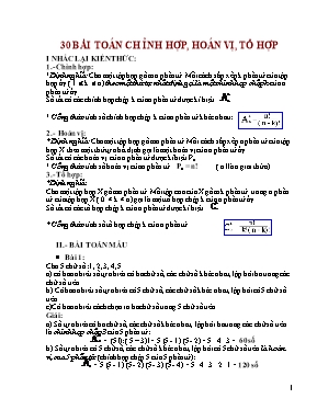 30 bài toán chỉnh hợp, hoán vị, tổ hợp